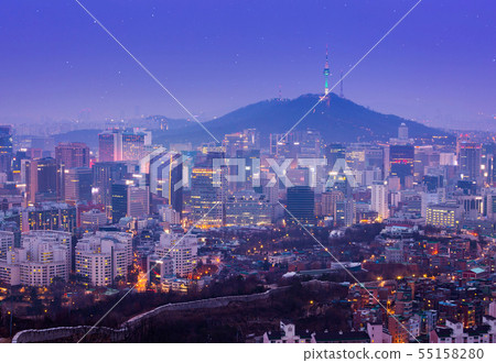 Seoul tower and Skyscrapers Seoul tower and Skyscrapers 55158280