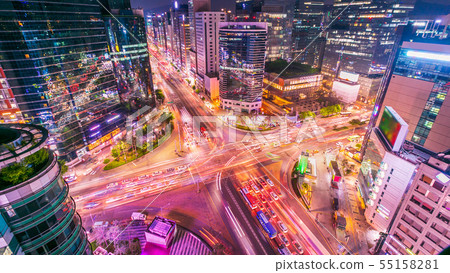 Seoul city and Traffic in Gangnam, South Korea. 55158281