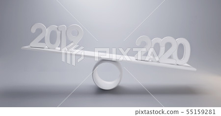 new year 2019 2020 on a scale 3d-illustration new year 2019 2020 on a scale 3d-illustration 55159281