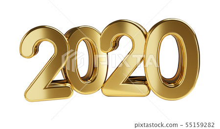 year 2020 bold letters golden 3d-illustration 55159282