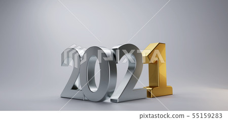 new year silver golden 2021 3d-illustration new year silver golden 2021 3d-illustration 55159283