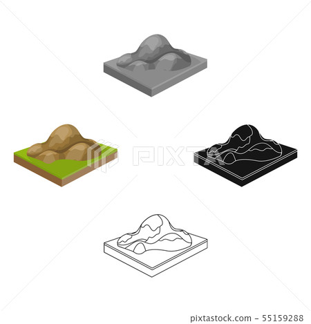 Mountains, rocks and landscape. Relief and mountains single icon in cartoon,black style isometric 55159288