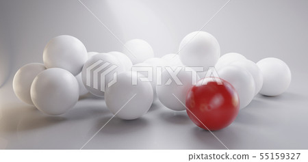pile of balls one red 3d-illustration background 55159327