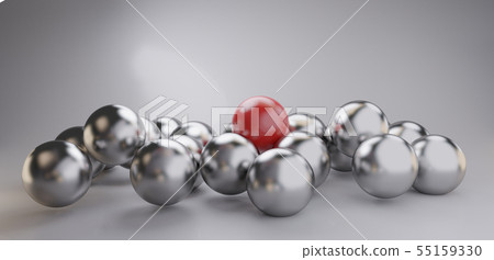 pile of balls one red 3d-illustration background 55159330