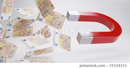 money magnet fifty euro bills 3d-illustration 55159331