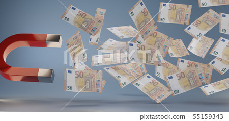 money magnet fifty euro bills 3d-illustration 55159343
