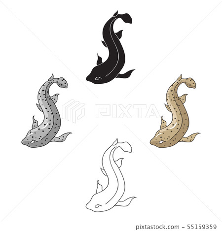 Catshark icon in cartoon,black style isolated on white background. Sea animals symbol stock vector 55159359