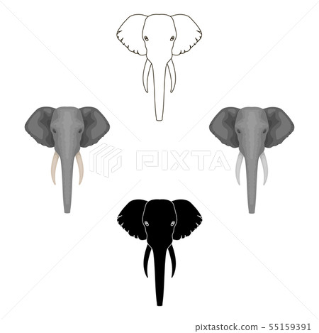 Elephant icon in cartoon,black style isolated on white background. Realistic animals symbol stock Elephant icon in cartoon,black style isolated on white background. Realistic animals symbol stock 55159391