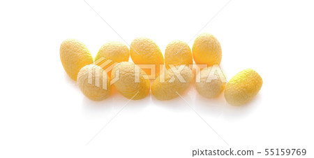 yellow thai silkworm cocoons pile isolated on yellow thai silkworm cocoons pile isolated on 55159769
