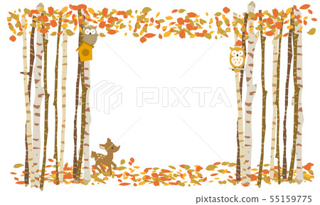 Autumn leaves in the forest cute frame 55159775