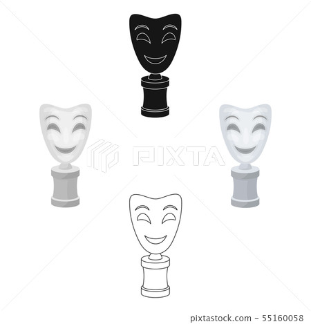 White mask MIME on the stand.The prize for best drama.Movie awards single icon in cartoon,black 55160058