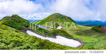 Akita Komagatake Peak Summit Amida Pond July Snow Akita Komagatake Peak Summit Amida Pond July Snow 55160059