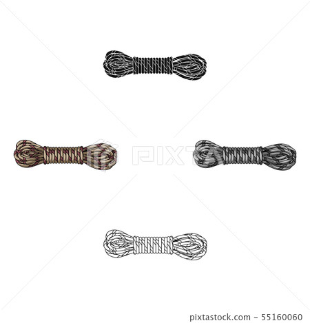 Hank of climbing rope.Mountaineering single icon in cartoon,black style vector symbol stock 55160060