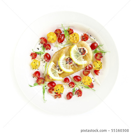 Grill Chicken or Chicken Steak on top lemon slice Grill Chicken or Chicken Steak on top lemon slice 55160308