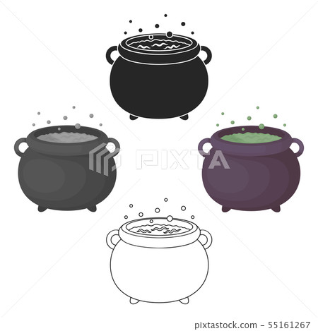 Witch s cauldron icon in cartoon,black style isolated on white background. Black and white magic 55161267