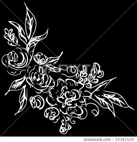 Line art rose pattern. White background. Abstract 55161528