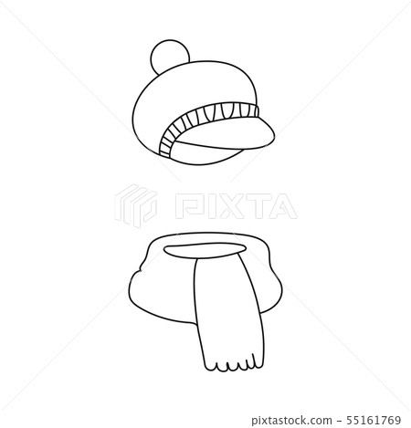 Vector design of hat and scarf sign. Collection of hat and green vector icon for stock. 55161769