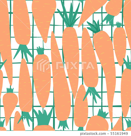 Hand drawn carrot seamless pattern on stripes Hand drawn carrot seamless pattern on stripes 55161949