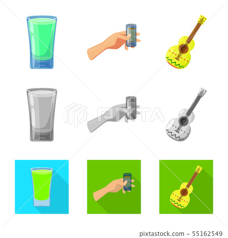 Vector design of cafe and Latin sign. Set of cafe and national vector icon for stock. 55162549
