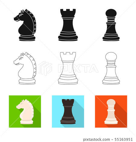 Isolated object of checkmate and thin symbol. Collection of checkmate and target stock symbol for 55163951