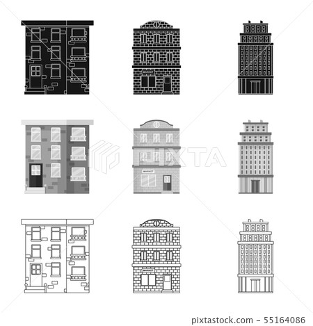 Vector design of municipal and center icon. Collection of municipal and estate vector icon for stock 55164086