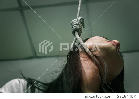 Suicide prevention concept, Depressed young asian Suicide prevention concept, Depressed young asian 55164497