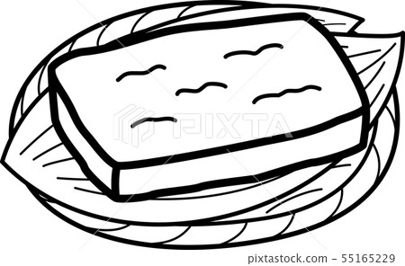 油炸豆腐用日本料理單片葉子漏勺黑白線條畫 55165229