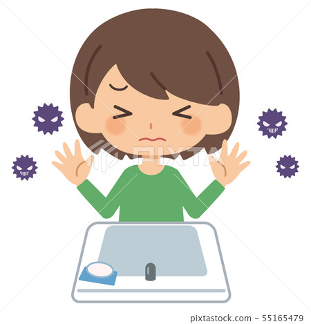 Child girl 3 hand wash 55165479