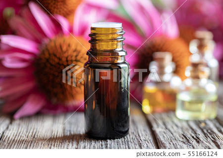 A bottle of echinacea essential oil with echinacea 55166124