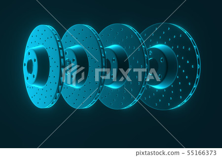 3D rendering. Auto spare parts for car, brake disk 55166373