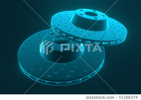 3D rendering. Auto spare parts for car, brake disk 3D rendering. Auto spare parts for car, brake disk 55166374