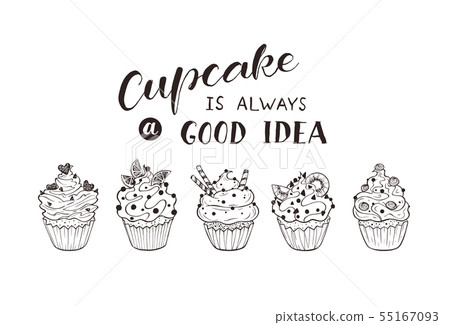 hand drawn cupcakes 55167093