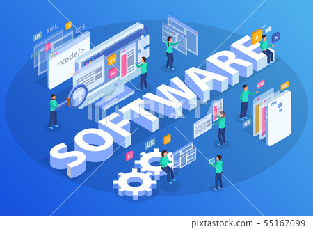 Isometric Software Development Composition - Stock Illustration ...