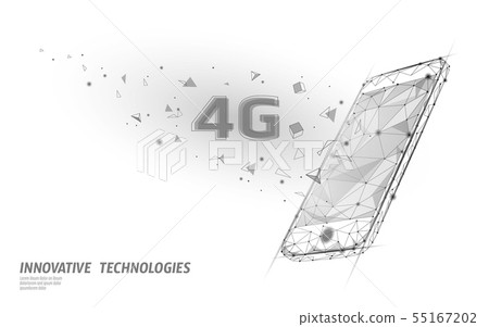4G new wireless internet wifi connection. Smartphone mobile device isometric blue 3d flat. Global 4G new wireless internet wifi connection. Smartphone mobile device isometric blue 3d flat. Global 55167202