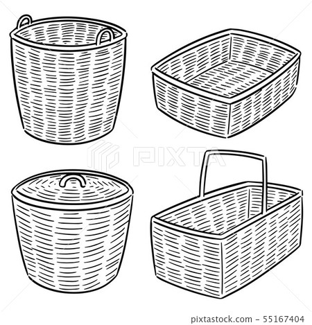 vector set of wicker basket - Stock Illustration [55167404] - PIXTA