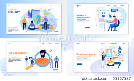Flat Landing Page Set for Business and Security 55167527