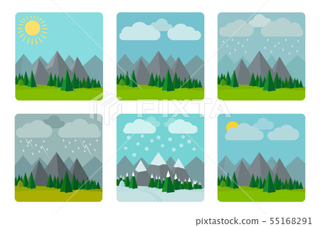 Weather illustrations in flat style vector Weather illustrations in flat style vector 55168291