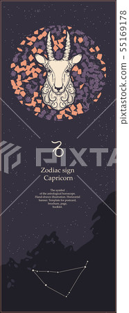 Zodiac sign Capricorn. The symbol of the astrological horoscope. Hand-drawn illustration. Vertical 55169178