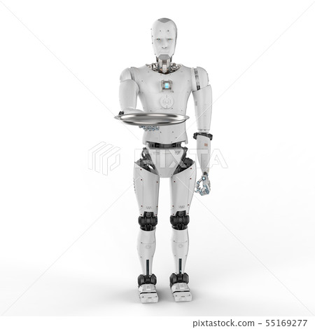 robot holding serving tray 55169277