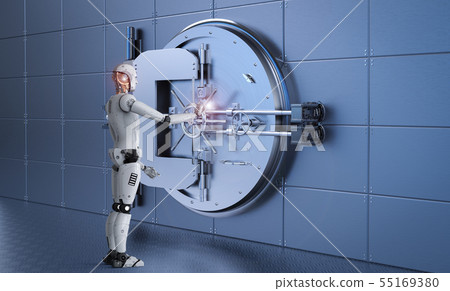 robot working with bank vault 55169380