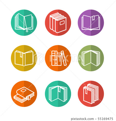 Colorful line books icons 55169475