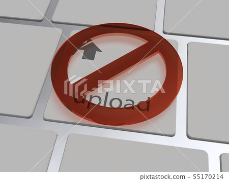 CG 3D插圖3D設計素材個人電腦網鍵盤上傳非法 55170214