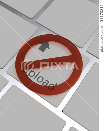 CG 3D插圖3D設計素材個人電腦網鍵盤上傳非法 55170215