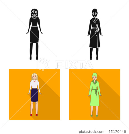 Vector illustration of posture and mood symbol. Collection of posture and female stock symbol for 55170446