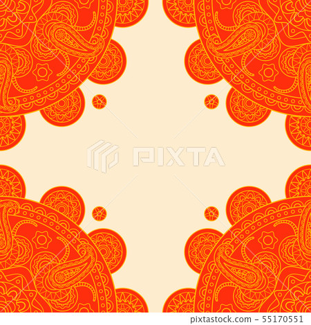 Bright orange Indian paisley frame Bright orange Indian paisley frame 55170551