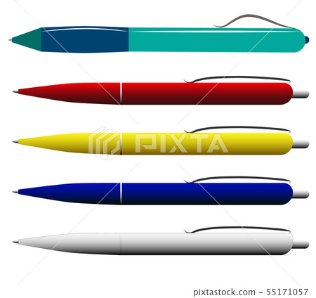 multi-colored pens on a white background, vector 55171057