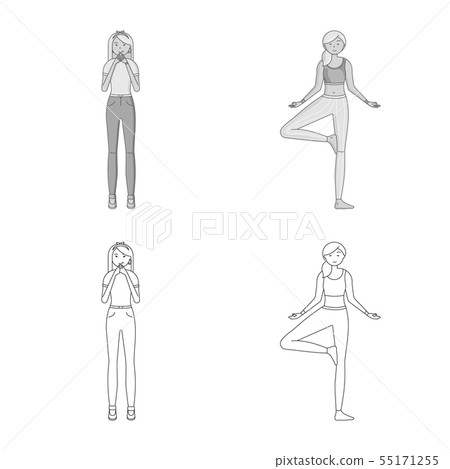 Isolated object of posture and mood sign. Collection of posture and female vector icon for stock. Isolated object of posture and mood sign. Collection of posture and female vector icon for stock. 55171255