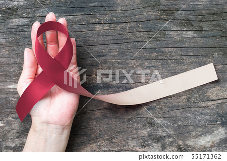 Head and neck cancer awareness with burgundy ivory 55171362