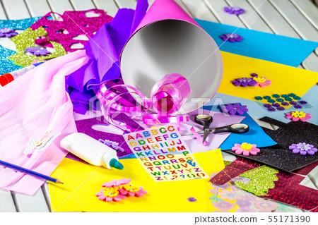 Making paper crafts for candy cone first day of school 55171390