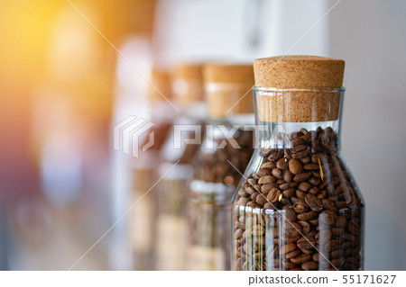 coffee beans in the glass bottle at cafe coffee beans in the glass bottle at cafe 55171627